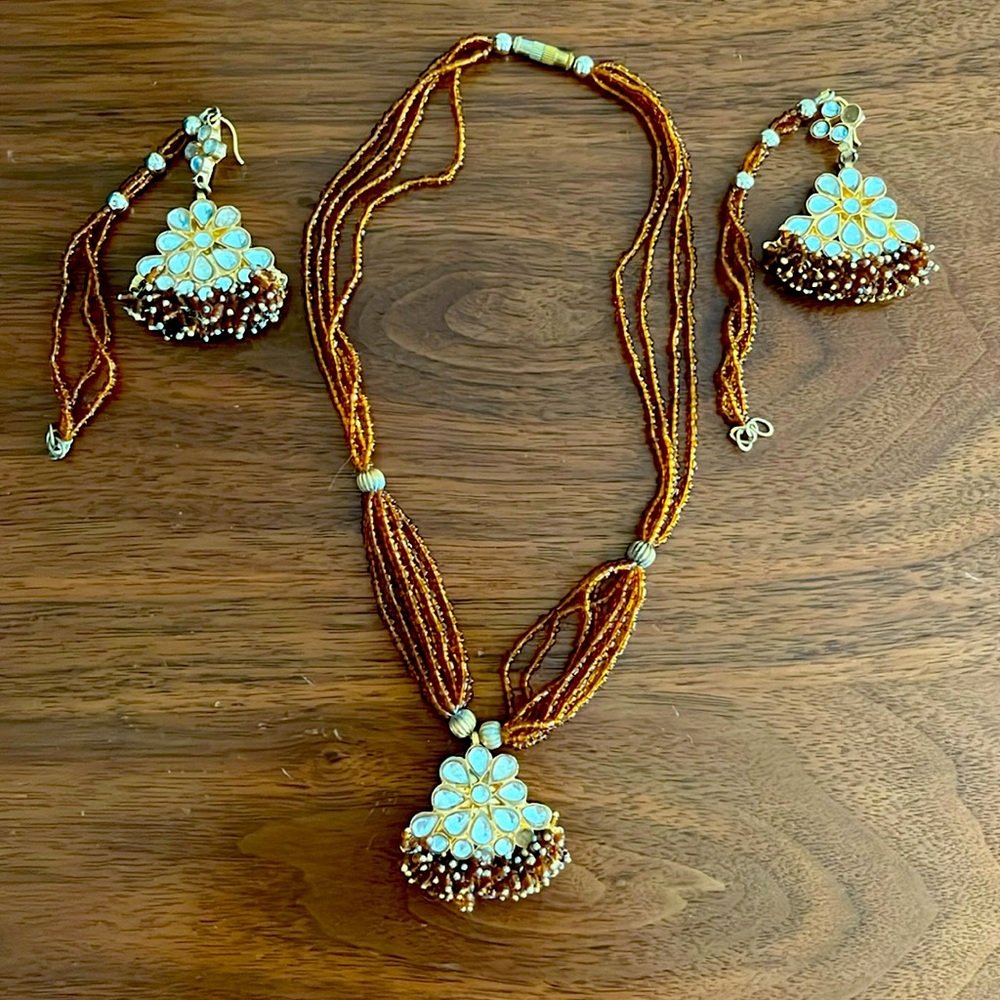 Indian Bollywood earrings necklace set - costume jewelry